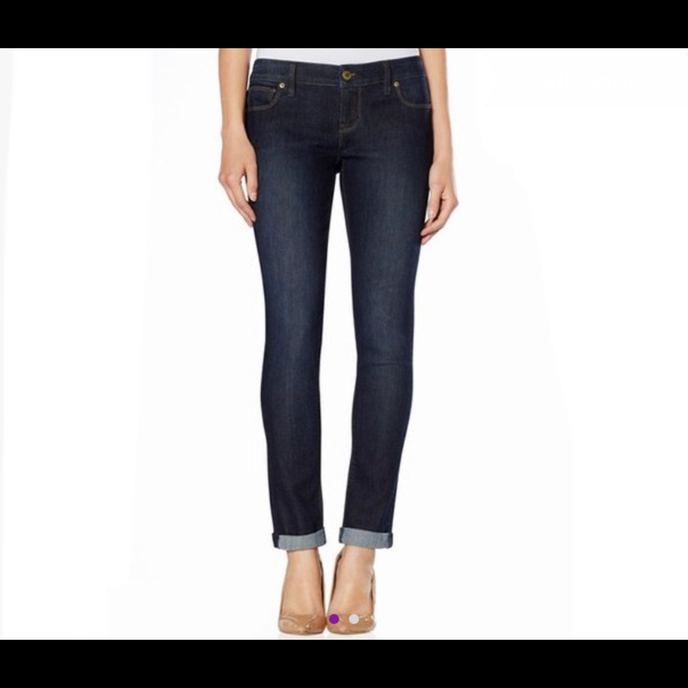 The Limited Skinny Ankle 678, Dark Wash Roll Cuff Crop Jeans - Women, Size 4